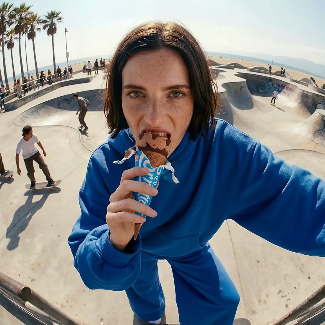 Cornetto ice cream cone in branded visual environment, representing brand DNA consistency